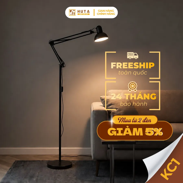 Đèn Cây Đứng HUTA Light For Life KC1 Khớp Nối Cong Điều Chỉnh, Thân Thép, Kiểu Dáng Pixar