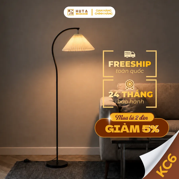 Đèn Cây Đứng Decor HUTA Light For Life KC6 Thân Kim Loại Cong, 3 Màu Ánh Sáng, Bảo Hành 24 Tháng