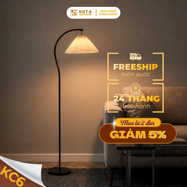 Đèn Cây Đứng Decor HUTA Light For Life KC6 Thân Kim Loại Cong, 3 Màu Ánh Sáng, Bảo Hành 24 Tháng