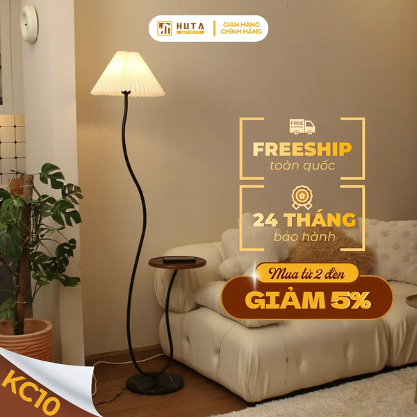 Đèn Cây Đứng Decor HUTA Light For Life KC10 Thân Thép Kết Hợp Bàn Cafe, Trang Trí Nội Thất