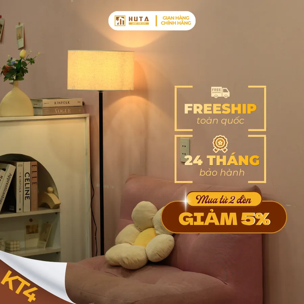 Đèn Cây Đứng HUTA Light For Life KT4 Thân Kim Loại, Điều Chỉnh Ánh Sáng Vàng