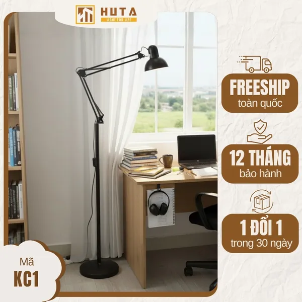 Đèn Cây Đứng HUTA Light For Life KC01 Khớp Nối Cong Điều Chỉnh, Thân Thép, Kiểu Dáng Pixar