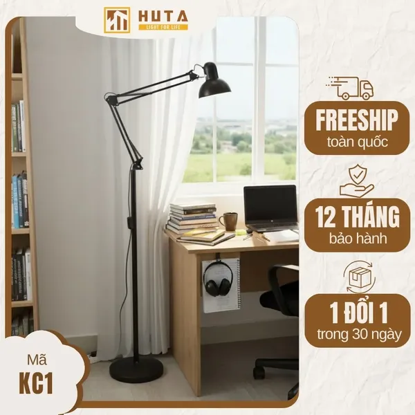 Đèn Cây Đứng HUTA Light For Life KC1 Khớp Nối Cong Điều Chỉnh, Thân Thép, Kiểu Dáng Pixar
