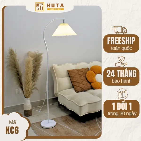 Đèn Cây Đứng Decor HUTA Light For Life KC6 Thân Kim Loại Cong, 3 Màu Ánh Sáng, Bảo Hành 24 Tháng