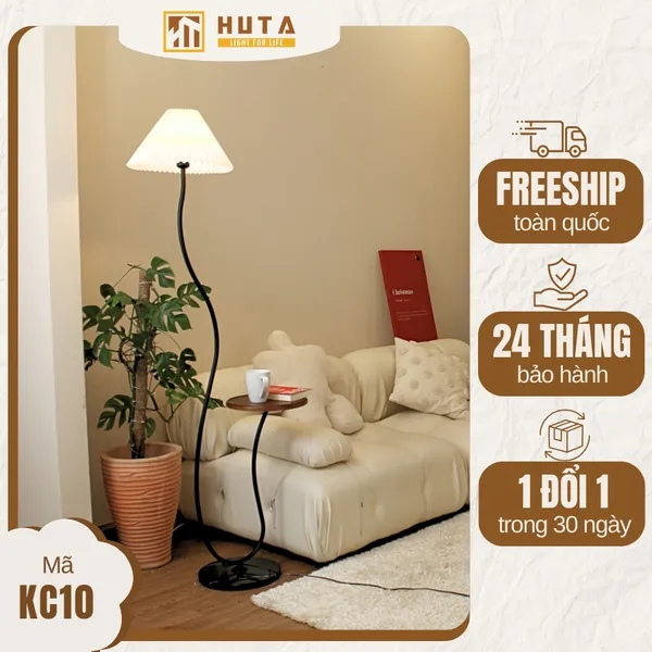 Đèn Cây Đứng Decor HUTA Light For Life KC10 Thân Thép Kết Hợp Bàn Cafe, Trang Trí Nội Thất