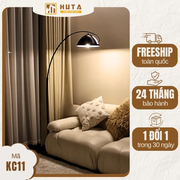 Đèn Cây Đứng Decor HUTA Light For Life KC11 Thân Cong, Trang Trí Nội Thất, Ba Màu Ánh Sáng Vàng