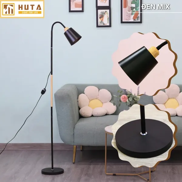 Đèn Cây Đứng Đọc Sách HUTA Light For Life KT5 Trang Trí Phòng Khách Phong Cách Bắc Âu Ba Màu Sáng