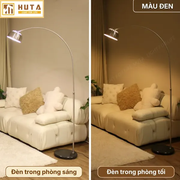 Đèn Cây Đứng HUTA Light For Life KC3 Thân Cong Thân Thép, Bóng Led Ánh Sáng Vàng