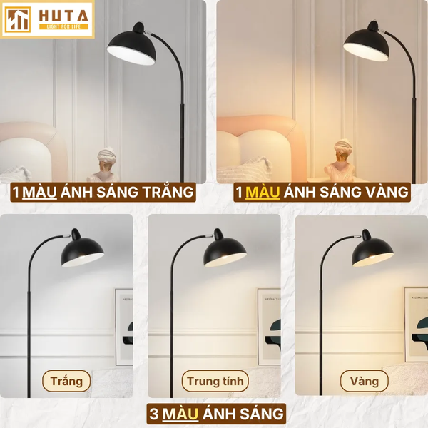 Đèn Cây Đứng Đọc Sách HUTA Light For Life KT9 Thân Kim Loại, Đèn Đứng Đọc Sách, Điều Chỉnh Ánh Sáng