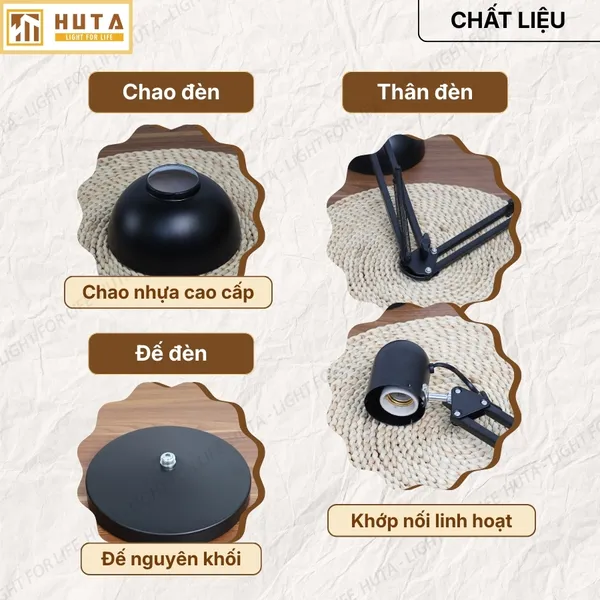Đèn Cây Đứng HUTA Light For Life KC01 Khớp Nối Cong Điều Chỉnh, Thân Thép, Kiểu Dáng Pixar