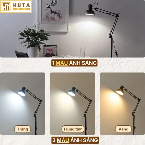 Đèn Cây Đứng HUTA Light For Life KC1 Khớp Nối Cong Điều Chỉnh, Thân Thép, Kiểu Dáng Pixar