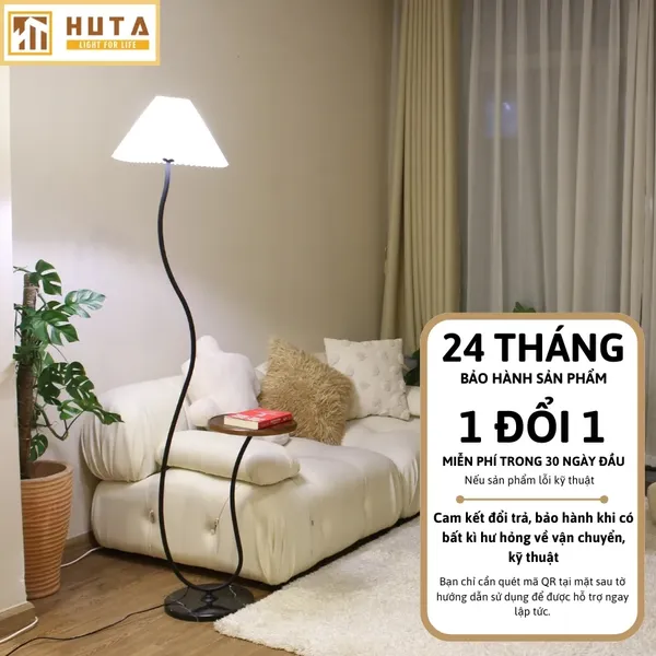 Đèn Cây Đứng Decor HUTA Light For Life KC10 Thân Thép Kết Hợp Bàn Cafe, Trang Trí Nội Thất