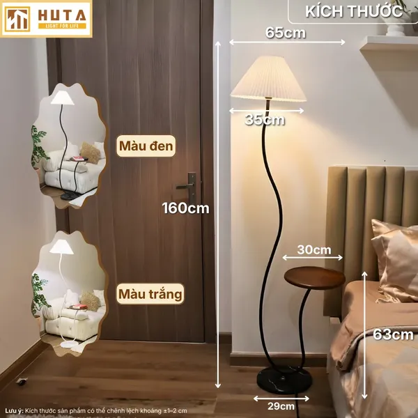 Đèn Cây Đứng Decor HUTA Light For Life KC10 Thân Thép Kết Hợp Bàn Cafe, Trang Trí Nội Thất