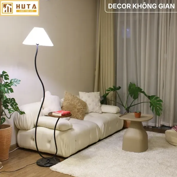 Đèn Cây Đứng Decor HUTA Light For Life KC10 Thân Thép Kết Hợp Bàn Cafe, Trang Trí Nội Thất