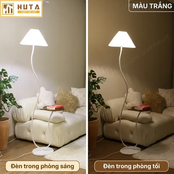 Đèn Cây Đứng Decor HUTA Light For Life KC10 Thân Thép Kết Hợp Bàn Cafe, Trang Trí Nội Thất