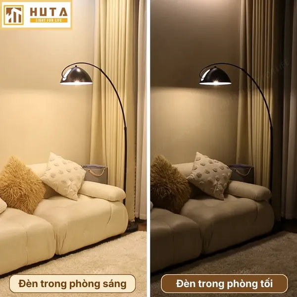 Đèn Cây Đứng Decor HUTA Light For Life KC11 Thân Cong, Trang Trí Nội Thất, Ba Màu Ánh Sáng Vàng