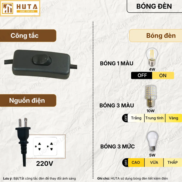 Đèn Cây Đứng Decor HUTA Light For Life KC6 Thân Kim Loại Cong, 3 Màu Ánh Sáng, Bảo Hành 24 Tháng