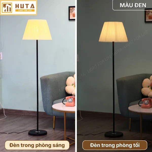 Đèn Cây Đứng Decor HUTA Light For Life KT01 Thân Kim Loại, Chao Xếp Ly,  Điều Chỉnh Ánh Sáng Vàng