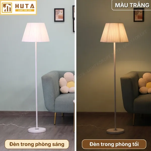 Đèn Cây Đứng Decor HUTA Light For Life KT01 Thân Kim Loại, Chao Xếp Ly,  Điều Chỉnh Ánh Sáng Vàng