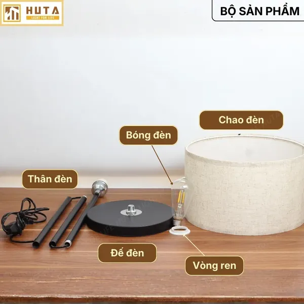Đèn Cây Đứng HUTA Light For Life KT4 Thân Kim Loại, Điều Chỉnh Ánh Sáng Vàng
