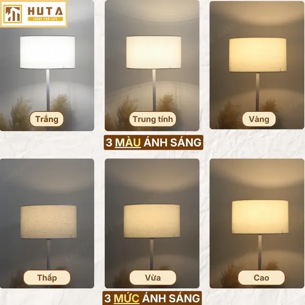 Đèn Cây Đứng HUTA Light For Life KT4 Thân Kim Loại, Điều Chỉnh Ánh Sáng Vàng