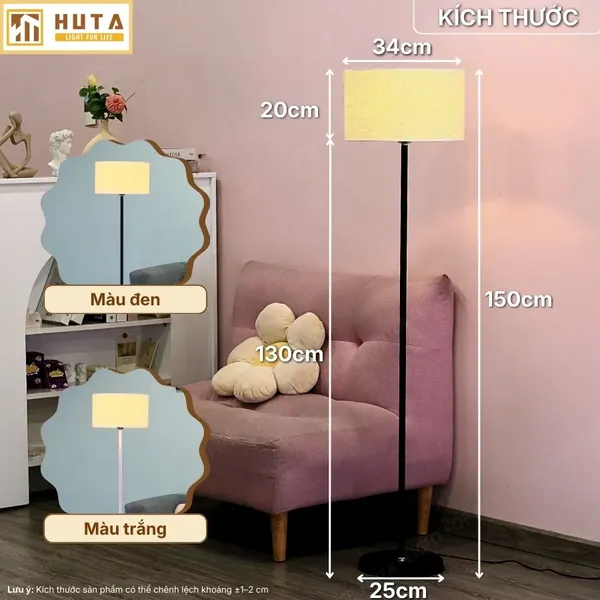 Đèn Cây Đứng HUTA Light For Life KT4 Thân Kim Loại, Điều Chỉnh Ánh Sáng Vàng