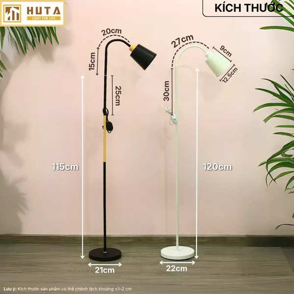 Đèn Cây Đứng Đọc Sách HUTA Light For Life KT05 Trang Trí Phòng Khách Phong Cách Bắc Âu Ba Màu Sáng