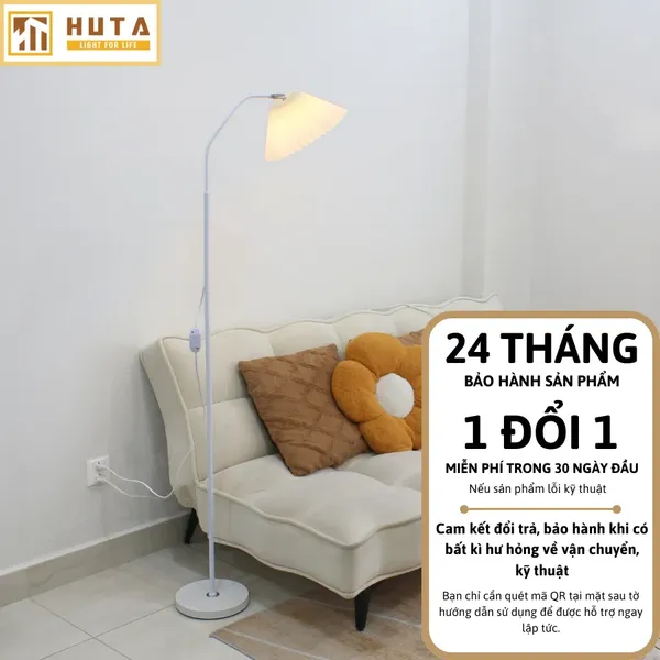 Đèn Cây Đứng Decor HUTA Light For Life KT6 Thân Kim Loại Khớp Cong, Chao Xếp Ly,  Điều Chỉnh Ánh Sáng