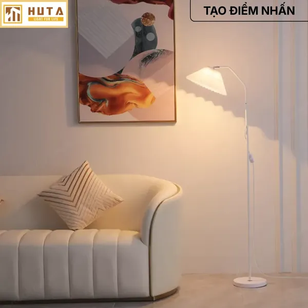 Đèn Cây Đứng Decor HUTA Light For Life KT6 Thân Kim Loại Khớp Cong, Chao Xếp Ly,  Điều Chỉnh Ánh Sáng