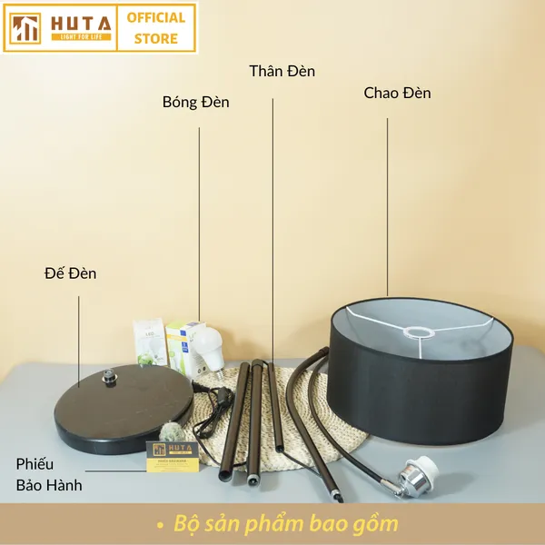 Đèn Cây Đứng HUTA KC2 Thân Thép Chống Gỉ, Bóng Led Ánh Sáng Vàng