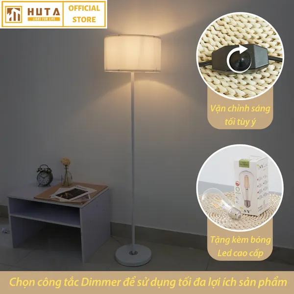Đèn Cây Đứng HUTA KT4 Thân Kim Loại, Điều Chỉnh Ánh Sáng Vàng