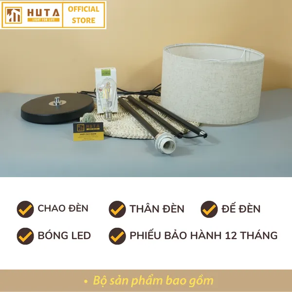 Đèn Cây Đứng HUTA KT4 Thân Kim Loại, Điều Chỉnh Ánh Sáng Vàng