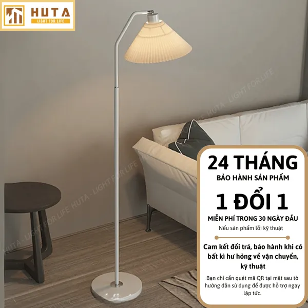 Đèn Cây Đứng Decor HUTA Light For Life KT06 Thân Kim Loại Khớp Cong, Chao Xếp Ly,  Điều Chỉnh Ánh Sáng