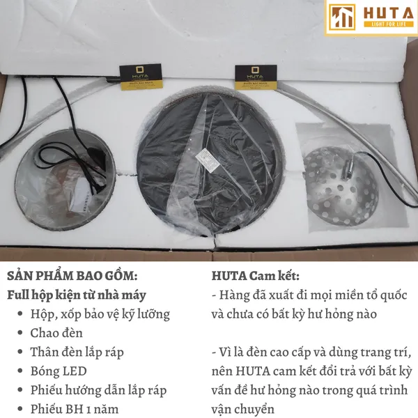Đèn Cây Đứng HUTA KC3 Thân Cong Thân Thép, Bóng Led Ánh Sáng Vàng