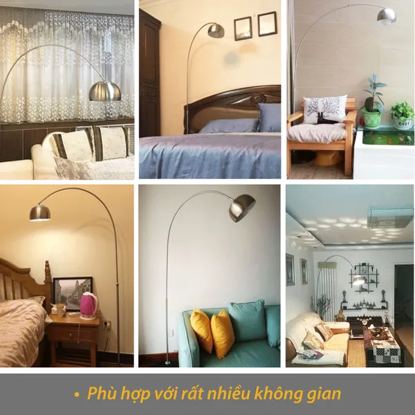 Đèn Cây Đứng HUTA KC3 Thân Cong Thân Thép, Bóng Led Ánh Sáng Vàng