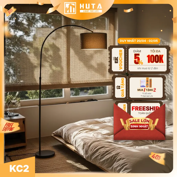 Đèn Cây Đứng HUTA Light For Life KC2 Thân Thép Chống Gỉ, Bóng Led Ánh Sáng Vàng