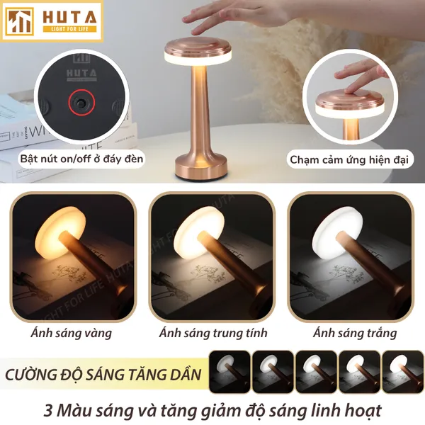 Đèn Bàn Led Quầy Bar, Quán Bar, Nhà Hàng Pin Sạc Tích Điện Mã RESDIA1