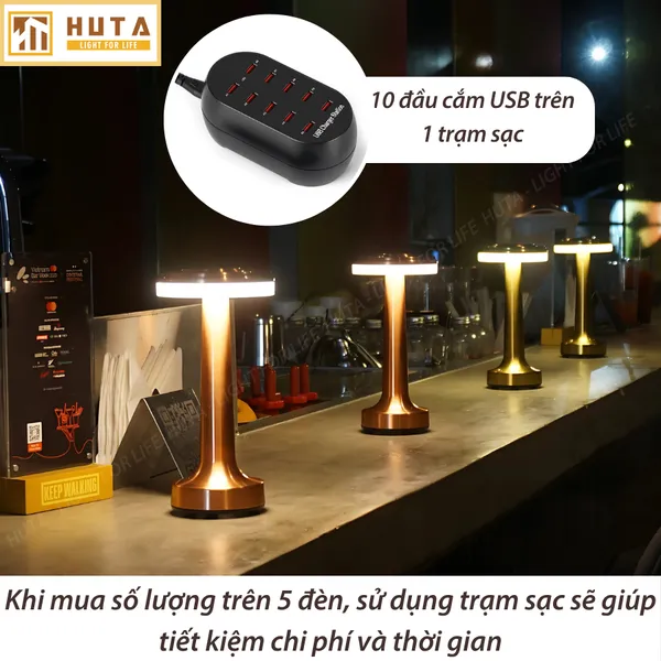 Đèn Bàn Led Quầy Bar, Quán Bar, Nhà Hàng Pin Sạc Tích Điện Mã RESDIA1