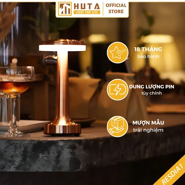 Đèn Bàn Led Quầy Bar, Quán Bar, Nhà Hàng Pin Sạc Tích Điện Mã RESDIA1