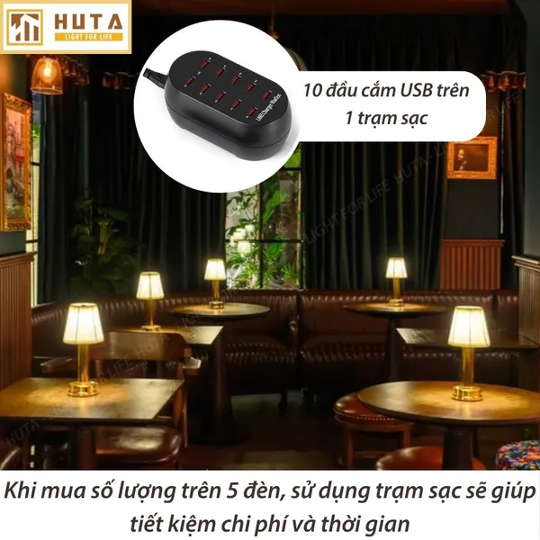 Đèn Bàn Led Quầy Bar, Quán Bar, Nhà Hàng Pin Sạc Tích Điện Mã RESBED1