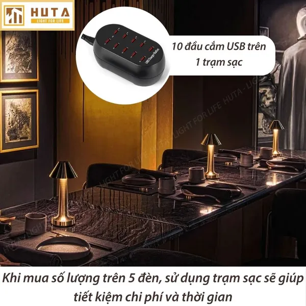 Đèn Bàn Led Quầy Bar, Quán Bar, Nhà Hàng Pin Sạc Tích Điện Mã RESNONCUT
