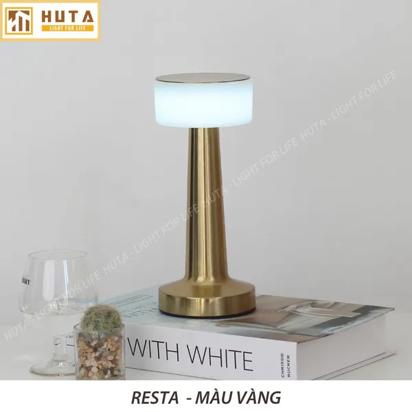 Đèn Bàn Led Quầy Bar, Quán Bar, Nhà Hàng Pin Sạc Tích Điện Mã RESTA Ánh Sáng Vàng, Cảm Ứng