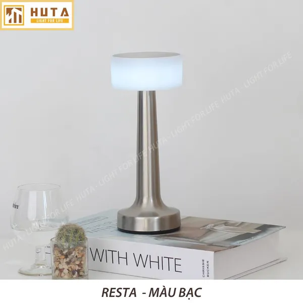 Đèn Bàn Led Quầy Bar, Quán Bar, Nhà Hàng Pin Sạc Tích Điện Mã RESTA Ánh Sáng Vàng, Cảm Ứng