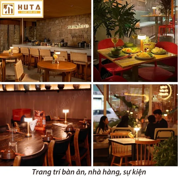 Đèn Bàn Led Quầy Bar, Quán Bar, Nhà Hàng Pin Sạc Tích Điện Mã RESTA Ánh Sáng Vàng, Cảm Ứng