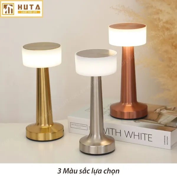 Đèn Bàn Led Quầy Bar, Quán Bar, Nhà Hàng Pin Sạc Tích Điện Mã RESTA Ánh Sáng Vàng, Cảm Ứng