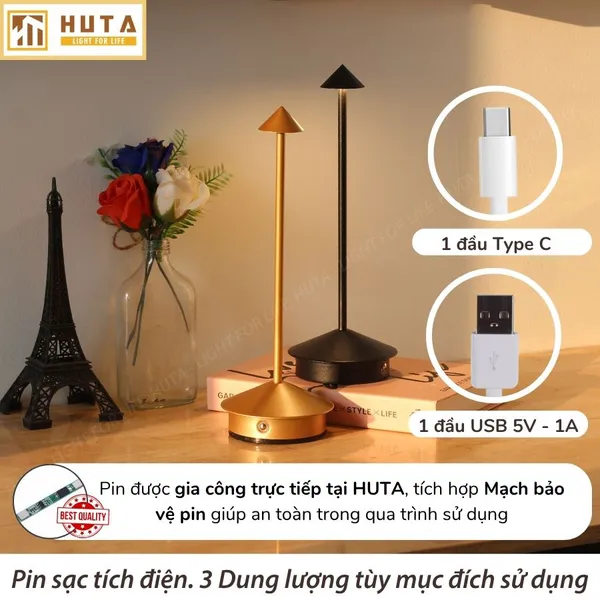 Đèn Bàn Led Quầy Bar, Quán Bar, Nhà Hàng Pin Sạc Tích Điện Mã TAMGIAC
