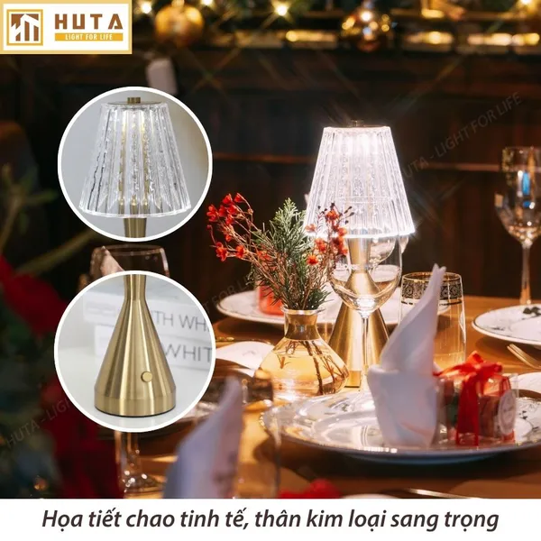 Đèn Bàn Led Quầy Bar, Nhà Hàng Pin Sạc Tích Điện Cảm Ứng HUTA Light For Life Mã RESBED2