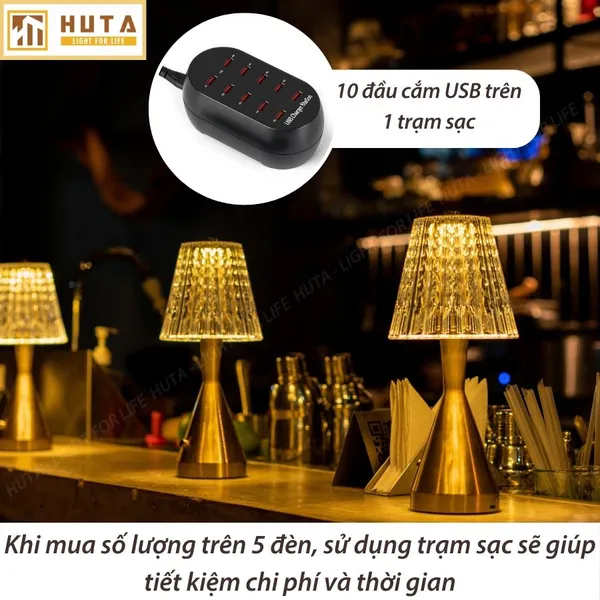 Đèn Bàn Led Quầy Bar, Nhà Hàng Pin Sạc Tích Điện Cảm Ứng HUTA Light For Life Mã RESBED2