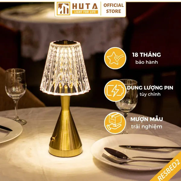 Đèn Bàn Led Quầy Bar, Nhà Hàng Pin Sạc Tích Điện Cảm Ứng HUTA Light For Life Mã RESBED2