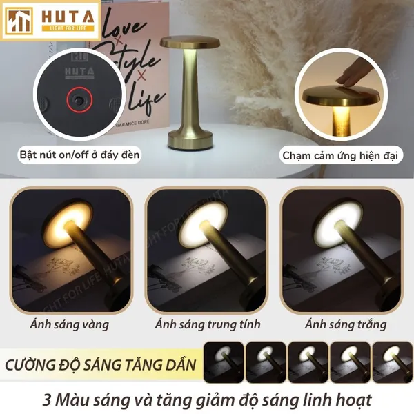 Đèn Bàn Led Quầy Bar, Quán Bar, Nhà Hàng Pin Sạc Tích Điện Mã RESDIA2